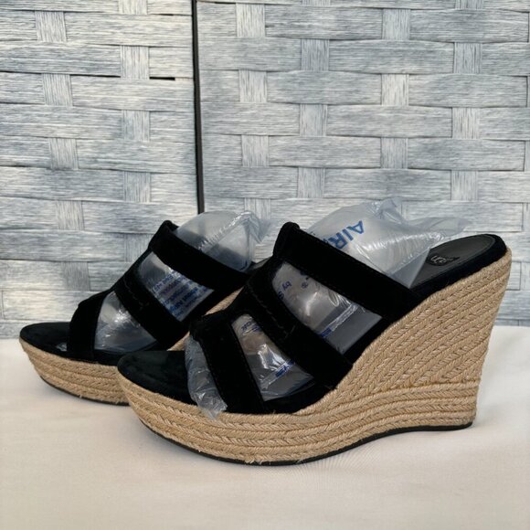 UGG Australia Tawnie Platform Wedge Leather Black Suede sz 9.5 - Picture 3 of 8